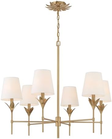 Crystorama Broche 6 Light Antique Gold Chandelier