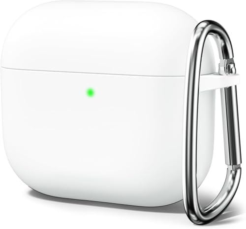 Image of Meyaar for Apple AirPods Pro 3 Case Cover with Keychain, Soft Skin Silicone Case Cover, Full Protective Case Cover Compatible with AirPods Pro (3rd Generation) Case 2025 (White)