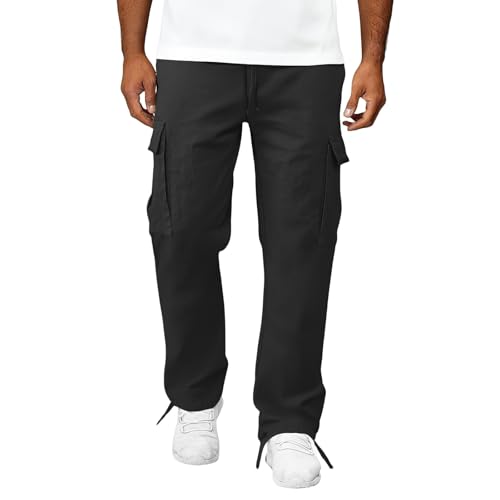 Men's Lightweight Casual Elastic Waist Trousers Multi-Pocket Jogger Cargo Pants Work Plus Size Loose Hiking Pant3