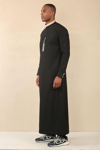 Thobe túnica islámica de hombre con cuello redondo estilo saudí 6