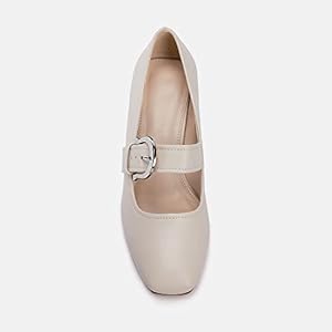 Mskilder Womens Mary Jane Pumps Square Toe Block Heels