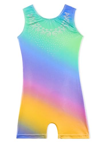 Leotards for Girls Gymnastics Toddler Dance Biketards Mermaid Unicorn Athletic Dance Wear Shiny Rainbow Blue Hotpink