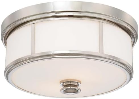 Minka Lavery Flush Mount Ceiling Light 6368-613 Low Profile Fixture, 3-Light 180 Watts, Polished Nickel