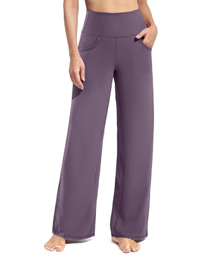Image of Promover Wide Leg Pants Woman Yoga Pants with Pockets Stretch Loose Casual Lounge Sweatpants Petite /Regular /Tall