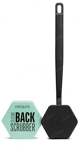 Image of Episkey Back Scrubber - Exfoliates & Deep Cleans - Silicone Shower & Bath Brightening Body Brush with Long Handle and Bespoke Bristles - Bathroom & Hygiene Accessory - Charcoal