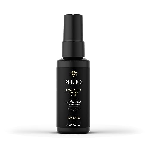 PHILIP B Detangling Toning Mist with Velvet Oud, 2 fl. oz. (60 ml) - Leave-In pH Restorative Daily Detangling Mist, Leaves Hair Glossy & Frizz-Free