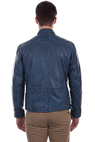 Scully Men's Blue Denim Lambskin Leather Trench Coat M3