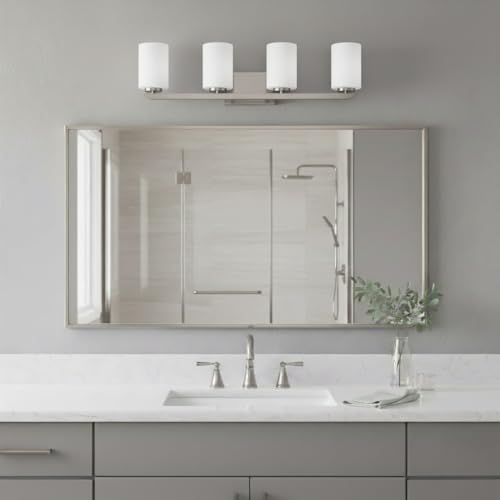 Image of Hinkley Kyra Transitional Four Light Bathroom Vanity Fixture, Brushed Nickel
