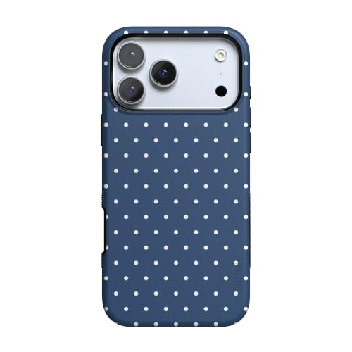 Casely iPhone 18 Pro Case | On the Dot | Navy Polka Dot | Bold Protective Design | Compatible with MagSafe