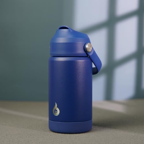 Image of BJPKPK Insulated Water Bottle with Straw Lid, 12oz Thermo Water Bottles, Flex Handle & Non-slip Boot, BPA Free Leak Proof Stainless Steel Metal Thermo, Tumblers, Cups,Klein Blue