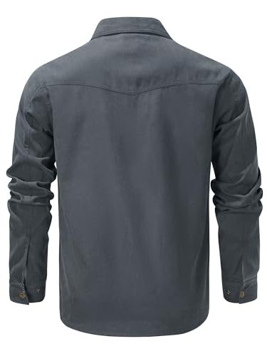 Mens Flannel Lined Lightwight Casual Snaps Plaid Shacket Shirt Jacket with Pockets2