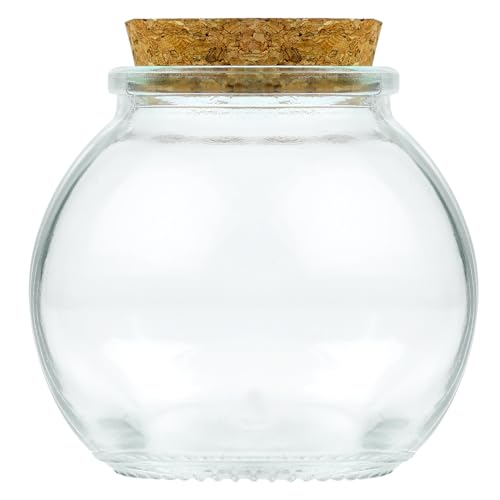FJNATINH Small Jars Round Glass Bottle with Cork Lid, 100ml Wedding Candy Sand Keepsake Jar, for Home DIY Art Crafts Wedding Party Supplies Festive Decorations(Round)
