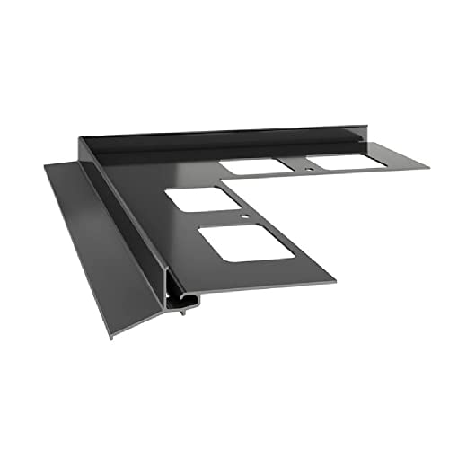 Renoplast® Aluminio Esquina 90° para perfil de alero K102 Grafito | Acabado de terrazas balcones| Suelos de baldosas sobre mortero adhesivo | Sistemas de drenaje de agua Perfil angular | Anticorrosión