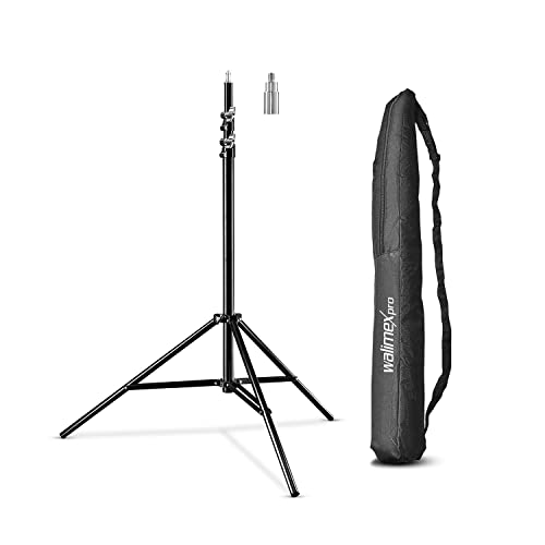 Walimex pro WT-806 Soporte de luz (con amortiguación de muelle, aluminio, altura máxima 256 cm, carga de 6 kg, Soporte para reflector, flash, softbox de estudio) con bolsa