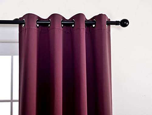 Miuco Room Darkening Grommet Blackout Window Curtains Panels For Bedroom Set Of 2 52X84 Inch Aubergine, Bonus 2 Tie Backs Included #TOP5