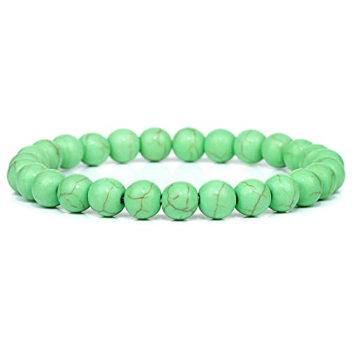 Bracelet malachite véritable agates vertes et perles howlite 8mm mixte