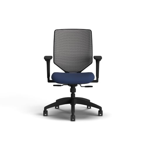 Image of HON Solve Office Chair, Ergonomic Office Chair Mesh Back Support, Adjustable Lumbar Support, Height Adjustable Arms, Black Frame, Indigo