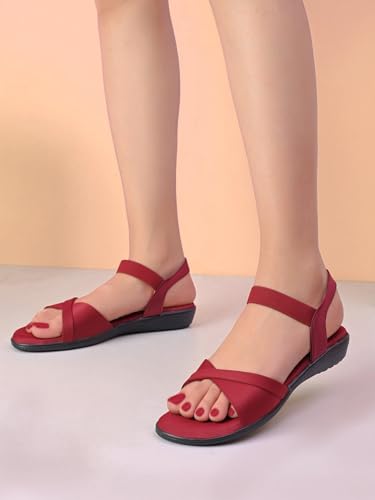 Image of XE Looks Black Criss-Cross Flat Sandals for Women | Secure Ankle Strap | Cushioned Footbed | Lightweight Casual Footwear For Girls