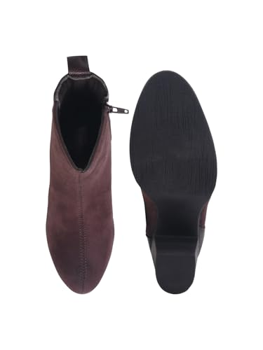 Image of Women's Ankle Boots with Block Heel | Side Zip Closure | Faux Suede Finish | Casual & Party Footwear Booties