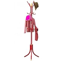 Multifunctional Clothes Rack Equipped with 9 Hooks Hat and Garment Rack Sturdy Clothes Rack Freestanding Metal Coat Stand for Entrance, Living Room, Bedroom Wine red,175CM