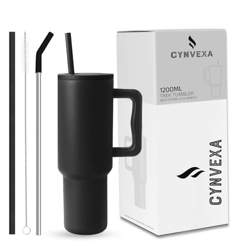 Image of CYNVEXA Personalized with Your Name, Tumbler with lid and Straw 1200ML Cup Stainless Steel Vacuum Insulated Tumbler for Water, Iced Tea or Coffee 1.2L Office Gym Travelling (Mate Black)