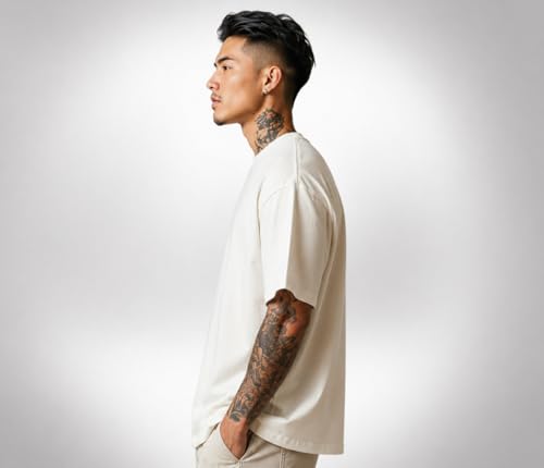 Image of Oheebazar Premium Black Oversized T-Shirt for Men | 240 GSM Heavy Cotton | Loose Fit Plain Streetwear Tee