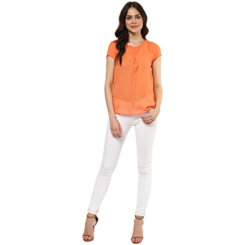Image of mayra Women's Georgette Orange Color Short Sleeve Top