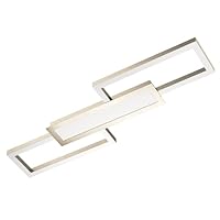 Eglo Luminaire Plafonnier LED Monirote, Lampe Pour Salon Et Cuisine Dimmable Avec Télécommande, éclairage Plafond Minimaliste En Métal Noir Et Plastique Blanc, Blanc Chaud – Froid, 78 Cm