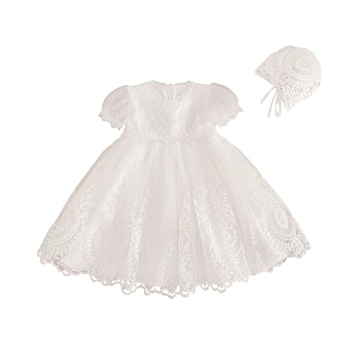 GetWish Baby Girl Christening Baptism Dress Newborn Floral Embroidered Lace Formal Wedding Dresses Gown Outfit
