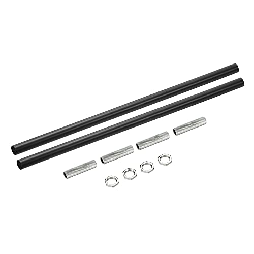 Image of MECCANIXITY Threaded Extension Rod, 11.8 inch Lamp Pipe with Connector Light Fixture Parts for Pendant Light Island Lighting Chandeliers Stems, Black 2 Set