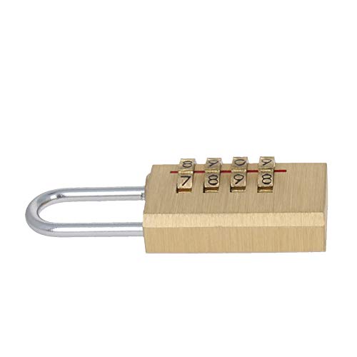Image of 4 Digit Combination Padlock Solid Brass Padlock Heavy Duty Combination Lock Small 4 Rounds for Indoor and Outdoor Small Safety Luggage 4Pcs