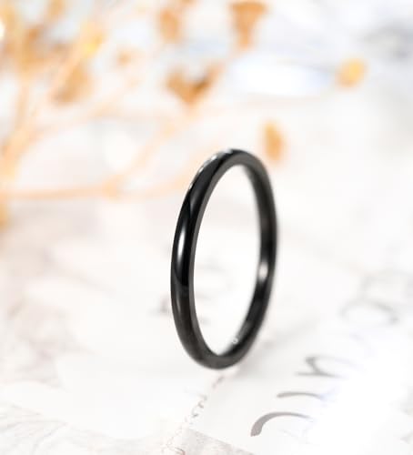 TIGRADE Black Titanium Ring 2mm 4mm 6mm 8mm Dome High Polished Wedding Band Size 3-14.52