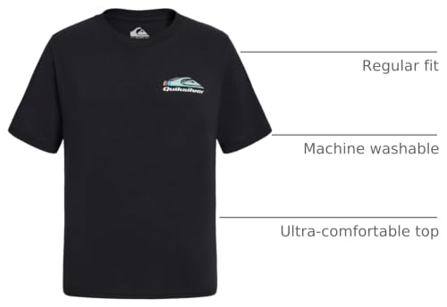 Image of Quiksilver Boys' Short Sleeve Logo Graphic T-Shirt, Soft & Comfortable, Regular Fit