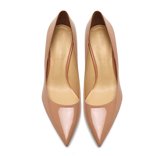 Lutalica W Women's Classic Pointed Toe Slip On 3.5 Inches Basic Medium High Heel Pumps Shoes for Work Party Wedding4