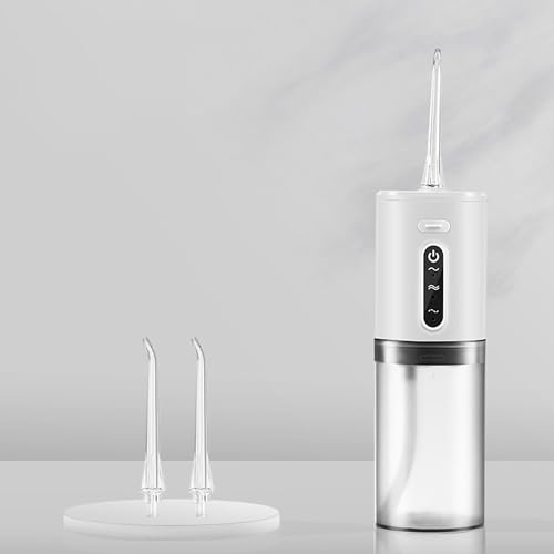 コードレスウォーターフロッサーピック 歯用 ポータブル 電動 充電式 歯科用口腔洗浄器 大人 自宅または旅行用 3モード 4ジェット IPX7防水歯洗浄フロス機 (ホワイト)