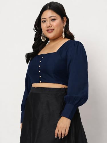 Image of studio rasa Women's Plus Size Chroma Button Down Crop Top for Wedding Festive Party