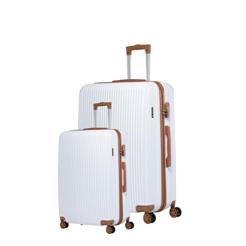 Maleta Neo Set of 2 | 20 and 28 Inch Hardside Luggage Trolley Bags for Travel | Suitcase (White, Set of 2 Small-Large)