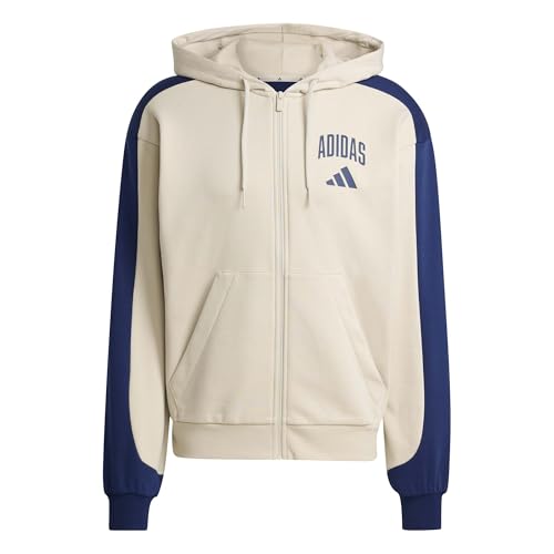 adidas Herren Collegiate Fleece Full-Zip, Wonder Alumina/Dark Blue, XL