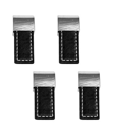 Lot de 4 anses en cuir véritable noir et attaches en métal pour maroquinerie
