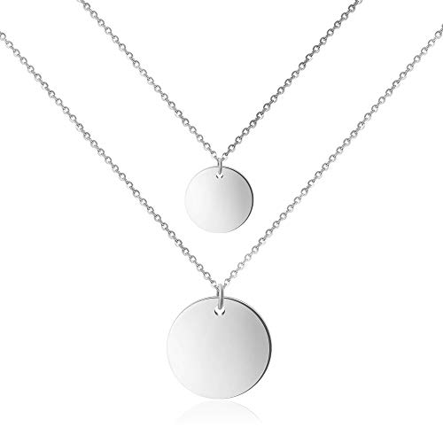 Good.Designs u00ae 5 Coin Collar para Mujer (40+5cm) Collar de Acero Inoxidable con Cinco Redondas Disco (2 Mondea - Plata)