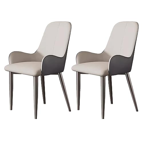 Chaise de cuisine en simili cuir lot de 2 fauteuils de table lavables avec accoudoirs confort