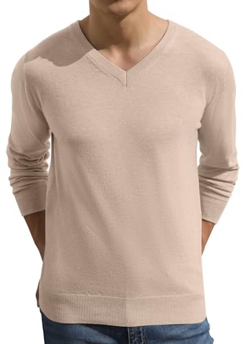 Sailwind Pullover Herren Strickpullover Lässig V Ausschnitt Weiche Männer Sweater Winter Pulli Langarmshirt (Beige L)