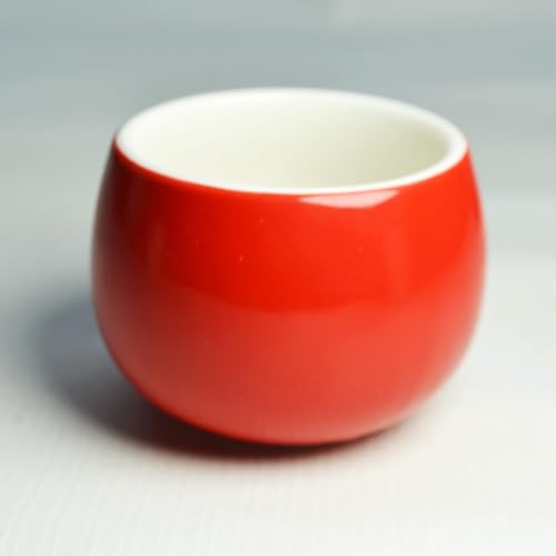 Image of Chinese Wedding Tea cup 5oz Porcelain Teacup Red Cups Round Glaze Carving Double Xi for Tea Ceremony Wedding Party Home Decor (Double happiness cups 2pcs)