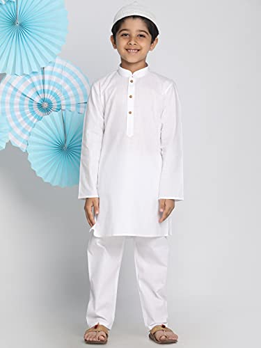 Image of JBN Creation Boys VASTRAMAY Boys' White Kurta Pyjama Set