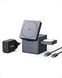 Immagine di Anker MagGo Caricatore Wireless iPhone Cube 3 in 1 con MagSafe 15W, Caric Wireless Richiudibile Ricarica Rapida Max 15W, iPhone 17/16/15/14, Apple Watch Series, AirPods Pro/3/2 (con Caric USB C 30W)