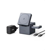 Anker MagGo Caricatore Wireless iPhone Cube 3 in 1 con MagSafe 15W, Caric Wireless Richiudibile...