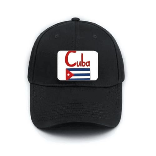 Casquette de baseball noire Cuba ajustable chapeau soleil drapeau rouge bleu