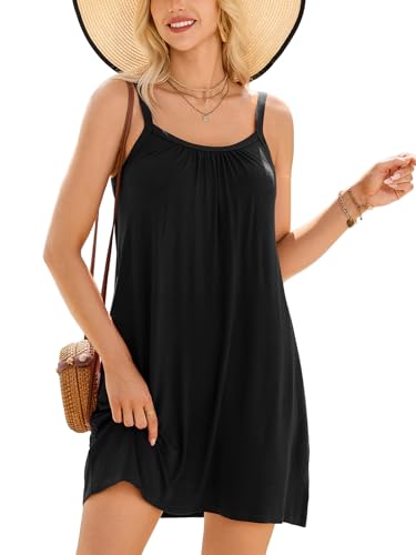 V FOR CITY Women Loose Bra Dress with Pockets Summer Dresses 2025 Adjustable Straps Beach Sundresses Sleepdress