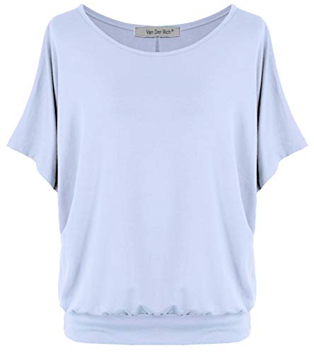 Van Der Rich ® - Tee Shirt Oversize Manche Chauve Souris - Femme (Gris Clair, L)