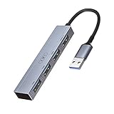 USB 3.0 Hub Splitter with 4 Ports, Ultra-Slim Data USB Port Extender Adapter for Laptop, Surface Pro, PC, Flash Drive, Mobile HDD and More